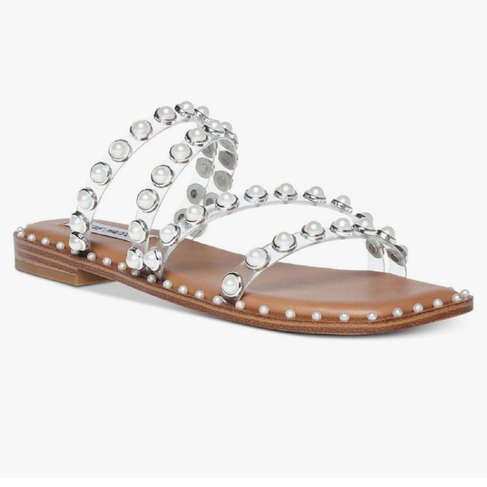 Steve Madden Silver Brown Studded Sandals